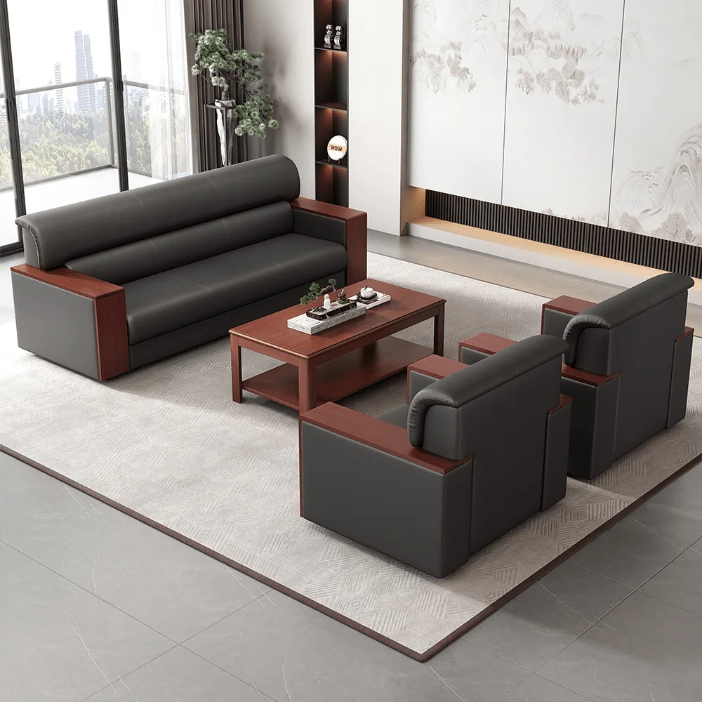 5-Seater Leather Office Sofa
