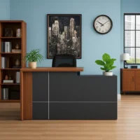 Shop a modern 1.6m reception desk with durable build, sleek design, and functional workspace—perfect for offices, clinics, and reception areas.